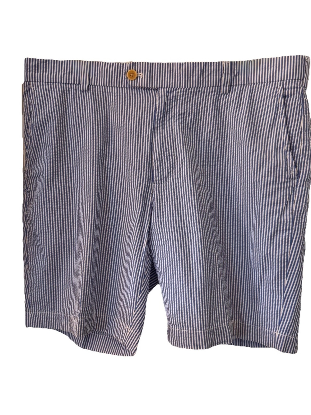 Brooks Brothers Bermuda Shorts Mens 38 Blue Seersucker Striped Summer Classic